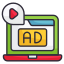 Laptop displaying an advertisement with the label 'AD,' representing paid ad campaigns across platforms like Google and Facebook.