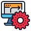Computer screen with a gear symbol, representing marketing automation tools that streamline processes and improve efficiency.