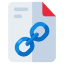 Icon representing a document with a link, symbolizing the action of copying and using the generated HTML hyperlink.