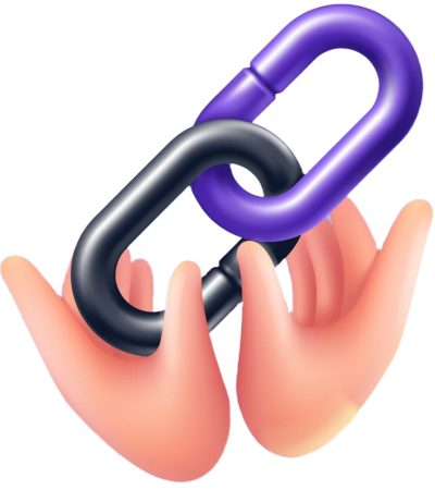 Illustration of two hands holding a chain link, symbolizing the connection and customization features of the URL to HTML link converter tool.